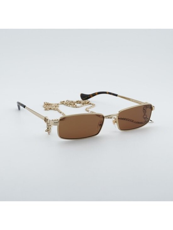 Gucci GG1600 002 Women Sunglasses Gold Rectangle Frame, Brown Lenses main image 4